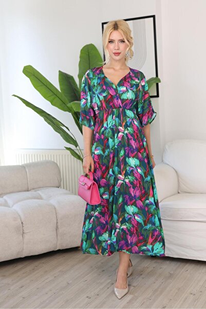 Siyezen Patterned Elastic Waist Dress