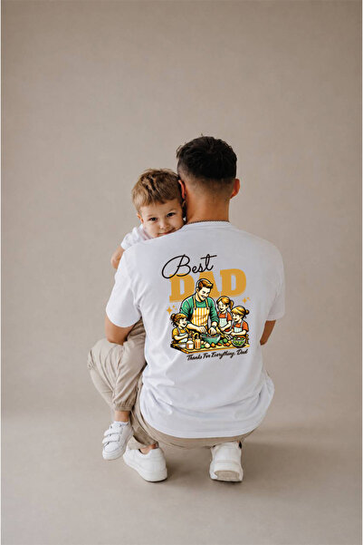 genosha Father's Day Gift, Father-Child Combination, 100% Cotton Oversize T-S...