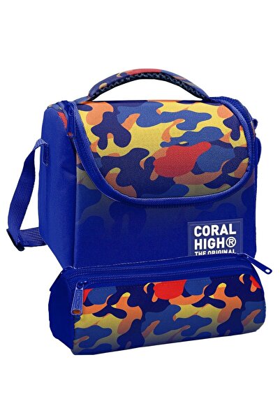 Coral High مجموعة صندوق الغداء وحامل القلم بثلاثة أقسام - أزرق متعدد الألوان ...