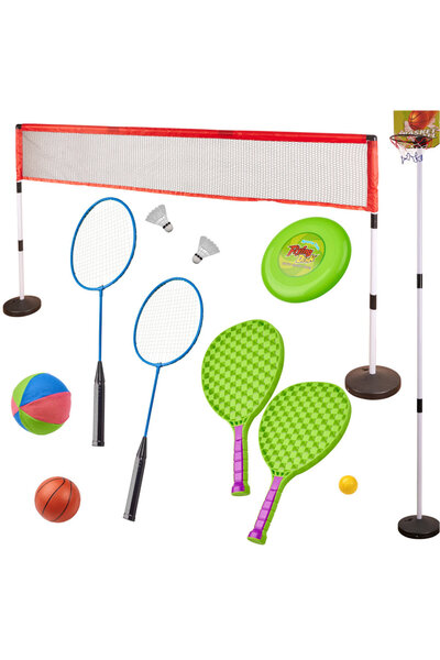 Bebeluc Badminton Top Bottom Set with net + basketball accessories