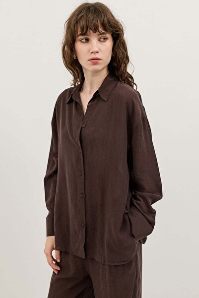 Antioch Dark Brown Relax Fit Lyocell Women's Shirt