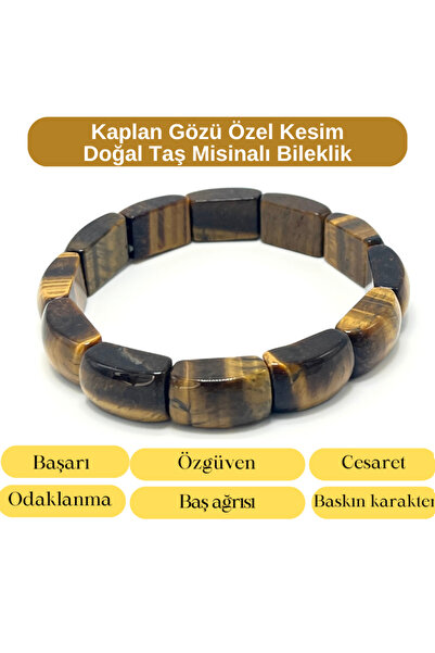 YILDIZ DOĞAL TAŞ Certified Tiger's Eye Special Cut Natural Stone Misinali Bra...