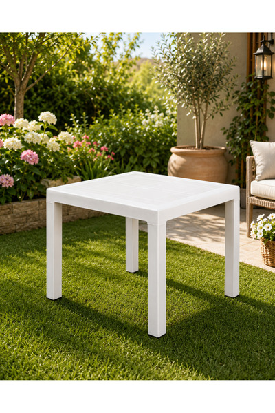 yonga concept 90X90 Rattan Plastik Masa, Bahçe Balkon ve Teras Masası Dış Mekan