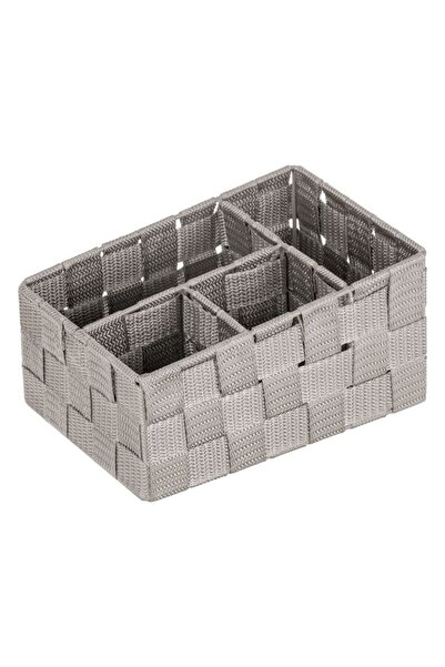 OEM Coș depozitare împletit tip ratan gri, 4 compartimente, organizator decor...