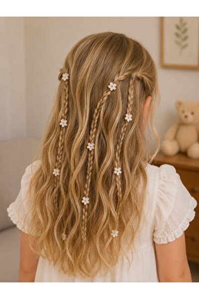 Little Ya Ya Love Girl's Hair Charm-White Flower (Price Is for 10 Pieces)