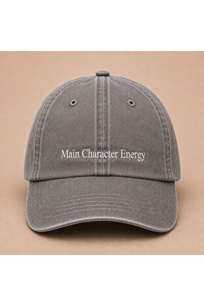 WeavedCo Main Character Energy Written Vintage Washed Hat (Not Printed, Embro...