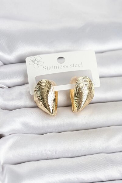 TakÇalıştır 316L Steel Gold Color Mussel Model Women's Earrings