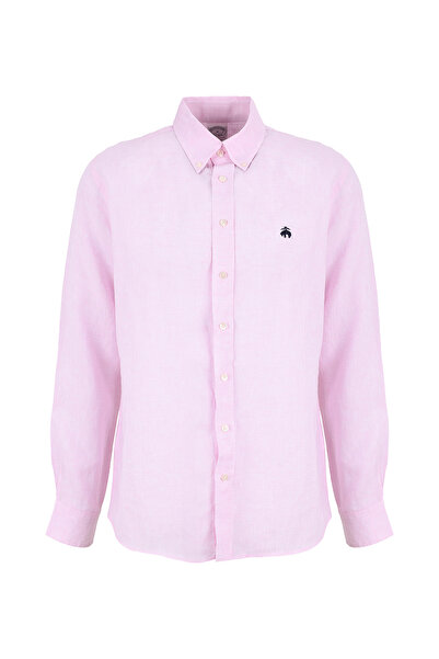 BROOKS BROTHERS Pembe Erkek Düğmeli Regular Fit Logo Baskılı Gömlek BBSS26MSH022