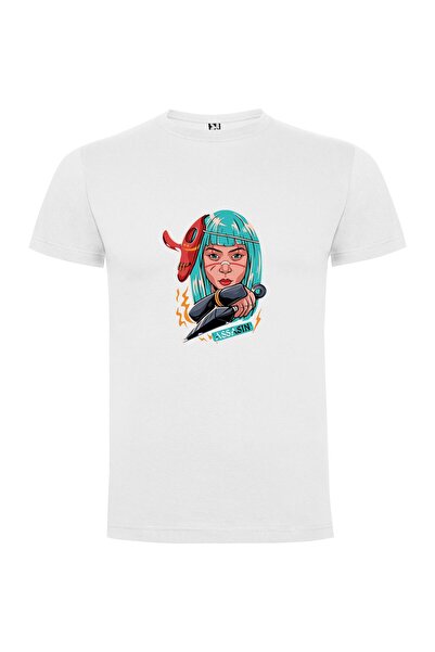 iLovePrints Blue-haired Snake Assassin Tshirt