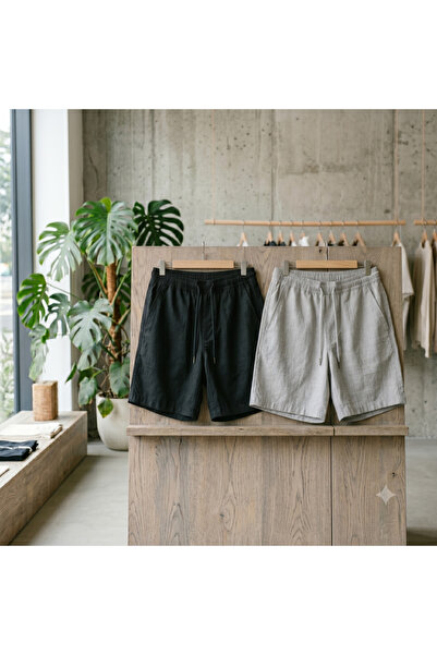 CAONNES Unisex Şort, Siyah Şort, Gri Şort, 2 İplik, Büyük Beden, Spor Şort, O...