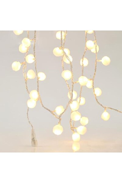 Generic 100 λαμπάκια LED σε σειρά με διακοσμητικές λευκές υφασμάτινες μπάλες,...