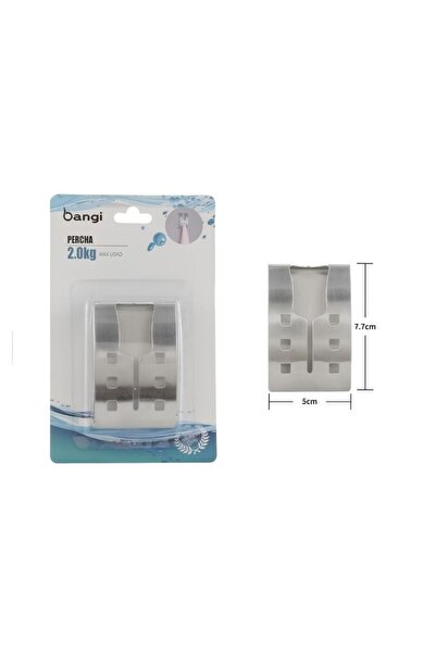idei Cârlig Adeziv din Inox, 7,7x5 cm, Capacitate 2,0 kg, Pentru Prosoape și ...