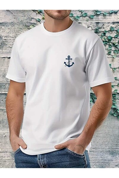JENOLAN Tricou cu imprimeu Anchor pentru bărbați New Season Oversize Loose