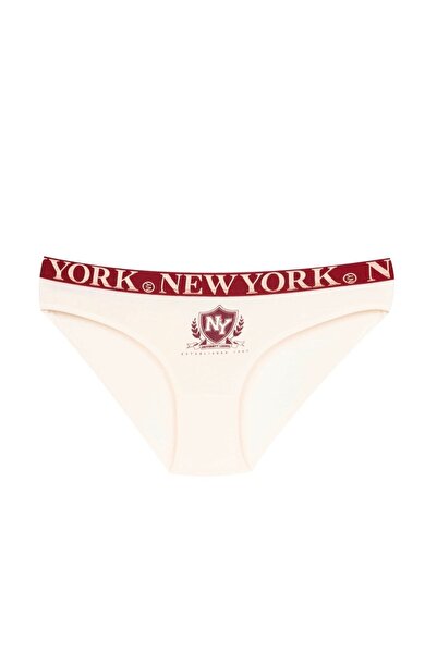 ANDİORA Ecru New York Printed Women's Slip Panties