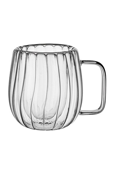 OEM Cană din sticlă multicolor 230ml, perete dublu, model dungi