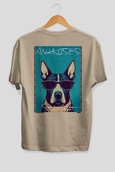 Ankhises Tricou supradimensionat bej cu imprimeu Dog For Dog Lovers 47, 100% ...