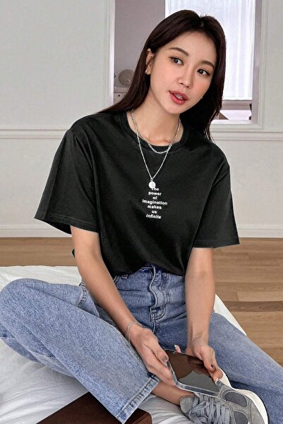 JENOLAN Tricou de damă cu imprimeu Imaginație, cu gât rotund, supradimensiona...