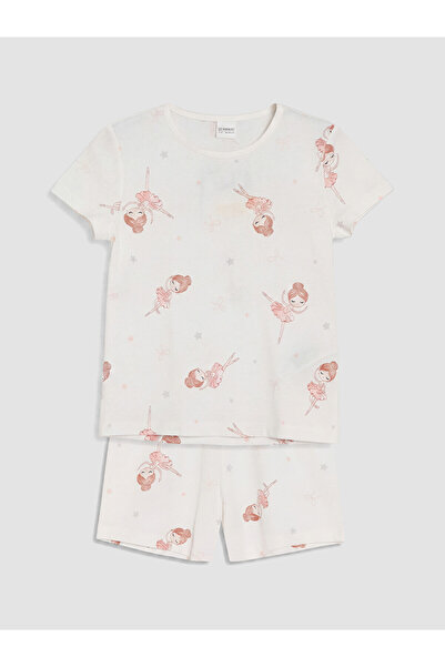 LC Waikiki Özmarka New Season Crew Neck Girls' Shorts Pajama Set