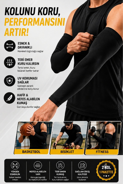 leathermood BASKISIZ Unısex Siyah Spor Tactel Basketbol Voleybol kolluk