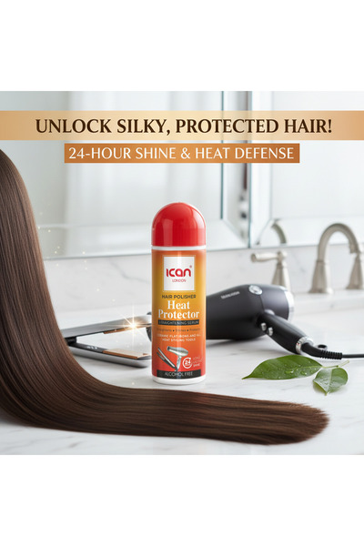 Ican London Hair Polisher Heat Protector Straightening Serum 207ml – Alcohol-Free Heat Protection Hair Serum | Anti-Frizz, Smoothening & Shine Enhancing Formula