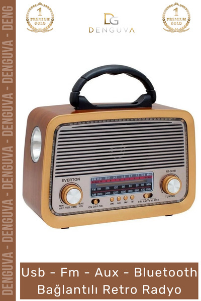 Denguva #Radyo Bluetooth Hoparlör MP3 Çalar USB SD Kart Girişli Şarjlı Retro ...
