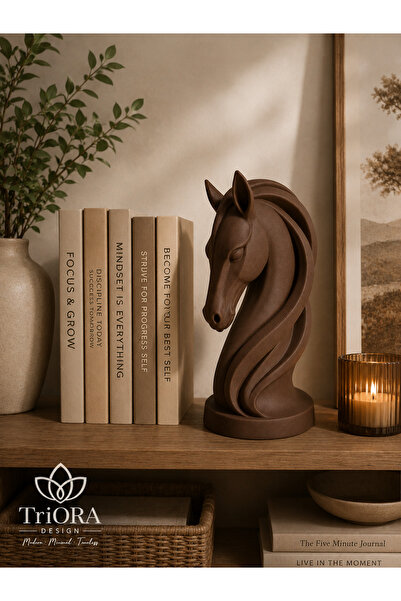 triora Dekoratif Satranç At Heykeli Obje – 20cm x 10cm Modern Minimalist 3D B...