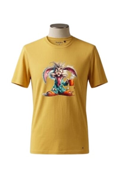 OEM Tricou bărbătesc cu imprimeu, culoare galbenă, mărimea XL