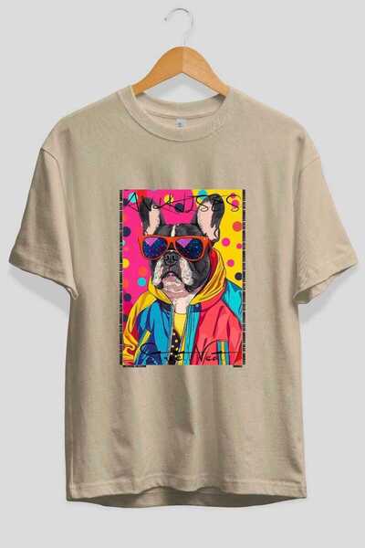 Ankhises Tricou supradimensionat bej cu imprimeu câine "For Dog Lovers 59", 1...
