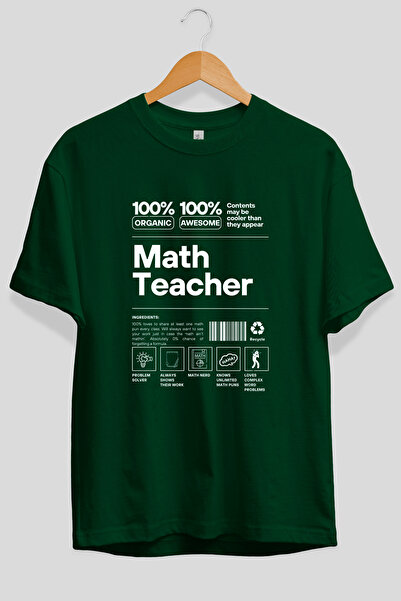 Ankhises Tricou verde cu imprimeu în față pentru profesor de matematică, 100%...