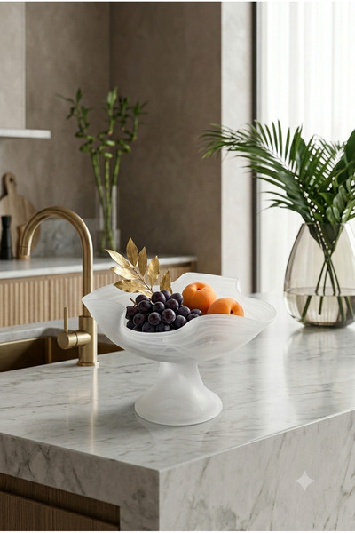 Generic طبق تقديم حلويات وفواكه فاخر 26×16 سم بقاعدة مرتفعة بتصميم عصري أنيق ...