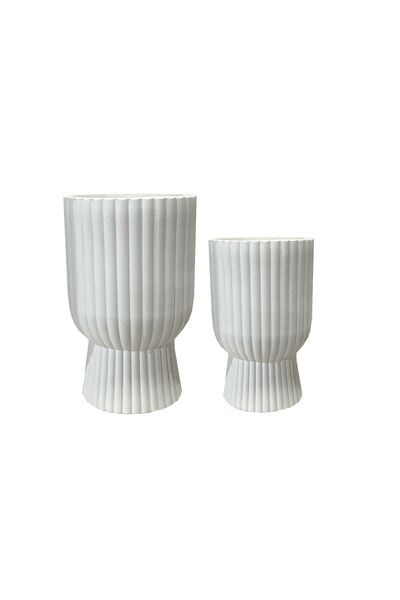 MONDEX Set de ghivece Prima Fiber Clay HEVRA 35x35x56 cm / 25x25x40 cm 2 buc.