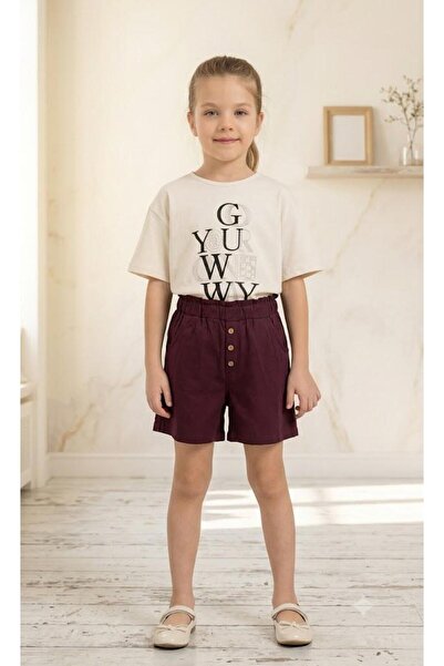 Yağmur Giyim Decosport Printed Stone Embroidered Shorts Girl's Set 10-14 Year...