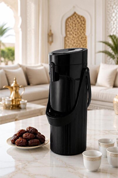 Generic Royal Black "Gazelle" Pressure Thermos Flask with Heat Preservation C...