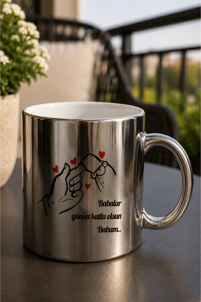 çokaş Father's Day Printed Silver Mug