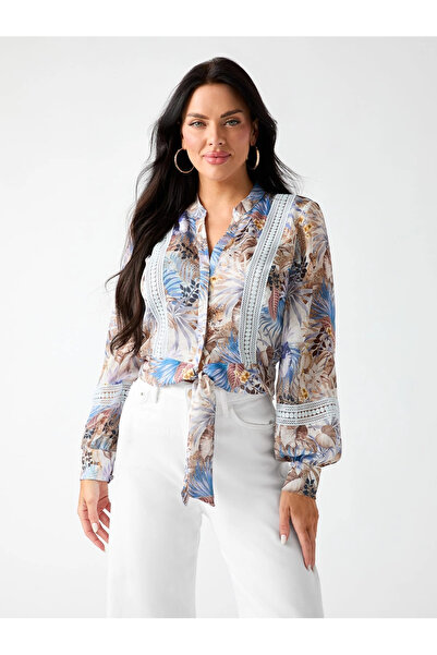 Guess Long Sleeve Zahara Front Tie Women's T-Shirt W6Yh42W3097-Pmrx