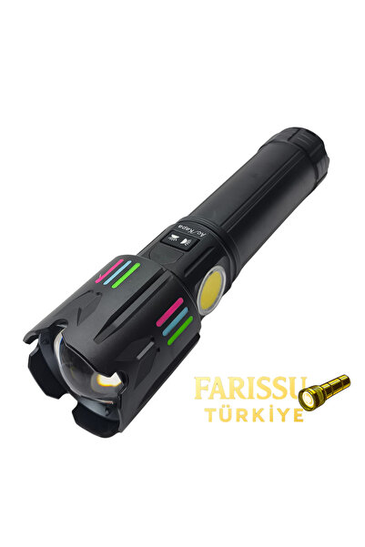 farissu Gold Silver GS-15150 Profesyonel Şarjlı El Feneri | 11000 Lümen 110W ...