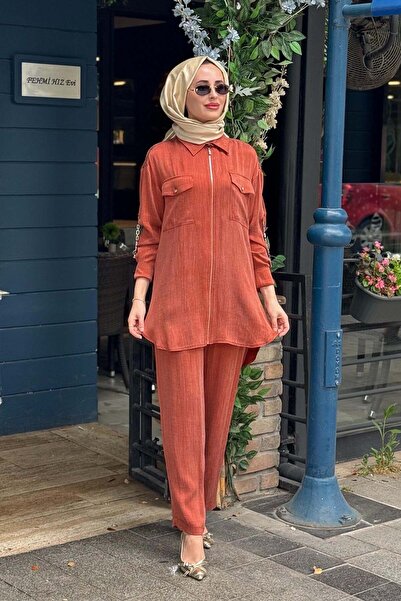 Kayra Pantolonlu Takım KY-B26-76012 Kiremit