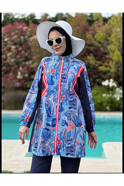 Moodbasic Batik Desenli Mayo Mavi