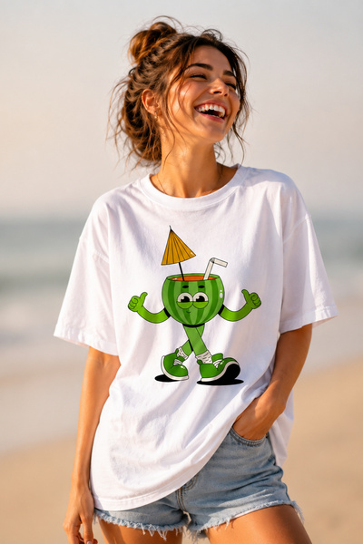 ArtYus Watermelon Character Printed Unisex Oversize T-Shirt – Cotton Crew Nec...