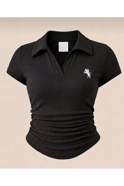 DEEFWEAR Bluză Y2k cu guler polo și broderie