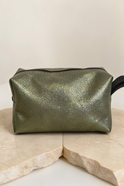 ents Khaki Green Glitter Cosmetic Bag Multi-Purpose Travel Organizer