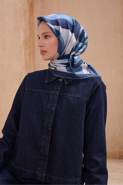 Belli Twill Silk Scarf Navy Blue