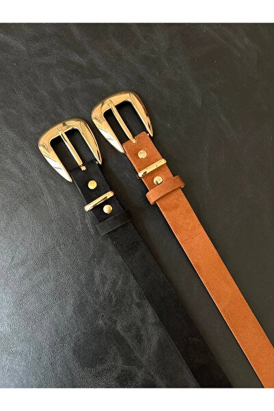LİA KEMER 2-Pack Jewel Plain Patterned Suede Women's Gold Buckle Belt Jacket ...