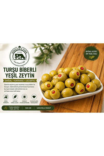 BİBER DOLGULU YEŞİL ZEYTİN 500 GR