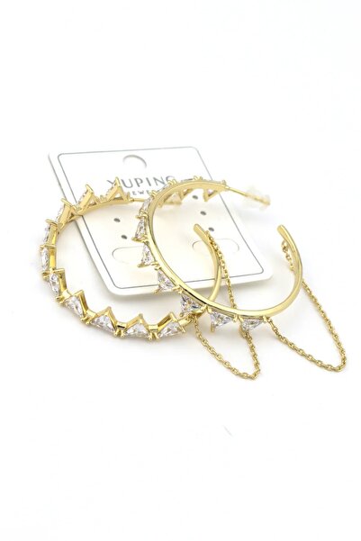 Haziran Accessory, Zigzag Shape Chain Dangle Earrings