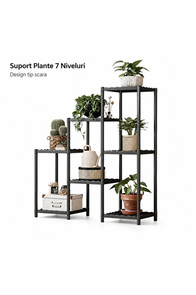 iTin Suport plante 7 niveluri cu roti, raft multifunctional tip scara pentru ...