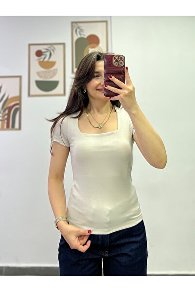 bydenizcollection Square Collar Modal Fabric Tshirt