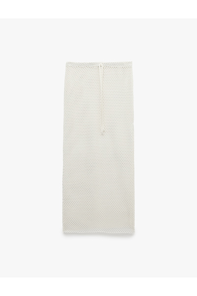 Koton Comfortable Fit Openwork Mesh Long Beach Skirt