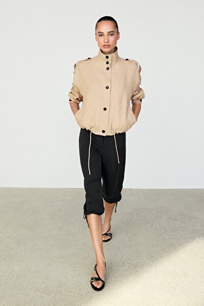 Massimo Dutti %100 keten dökümlü bomber ceket