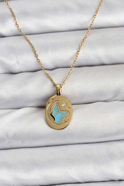 OGHAMAY 316L Steel Chain Gold Color Butterfly Figure Women's Necklace